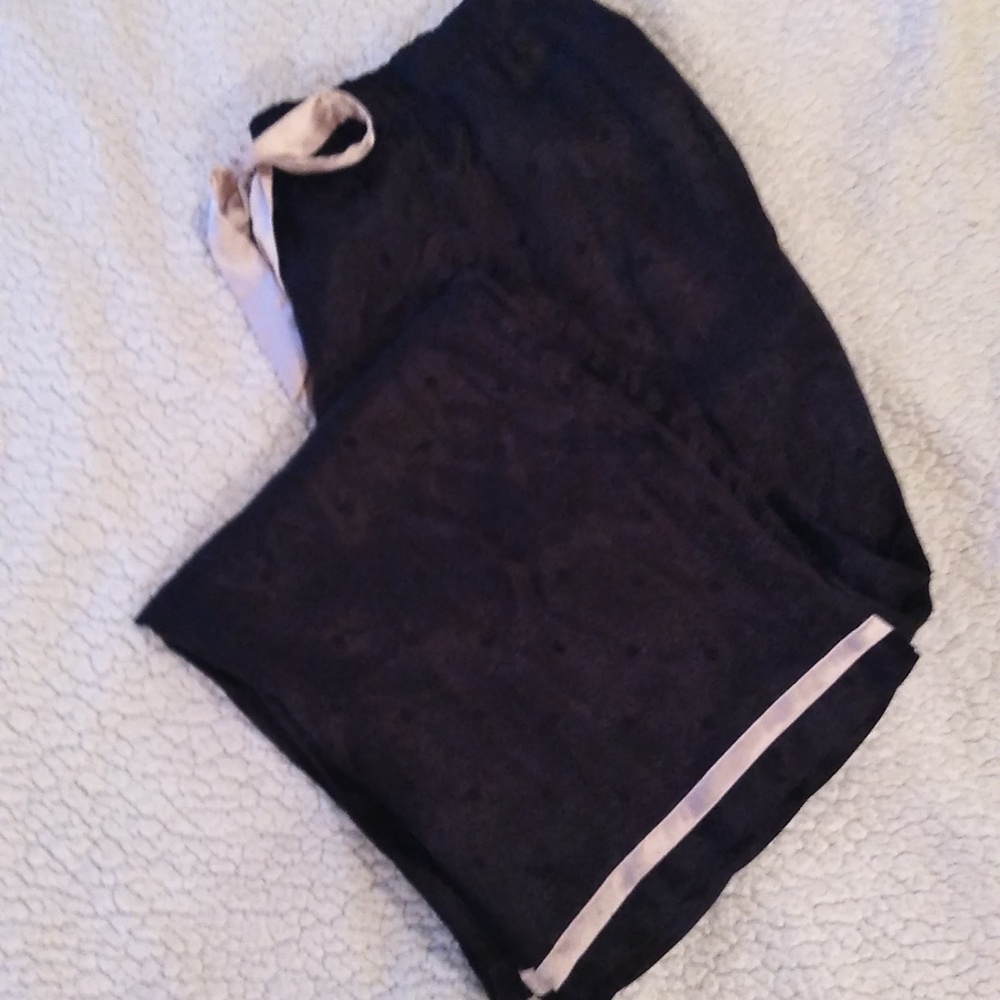 VICTORIA SECRET "Black W/ Polka Dots" Wide Leg PJ Pants    Sz. Large to X-Large